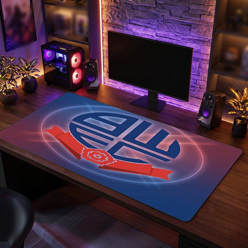 Bolton Wanderers FC Theme Pattern Mouse Pad, Soccer Logo Design XXL Gaming Desk Mat Non-Slip Computer Mouse Pad