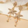 Exaggerated Large Metal Starfish Shell Drop Earrings for Women Trendy Conch Long Tassel Earrings Girl Beach Party Jewelry