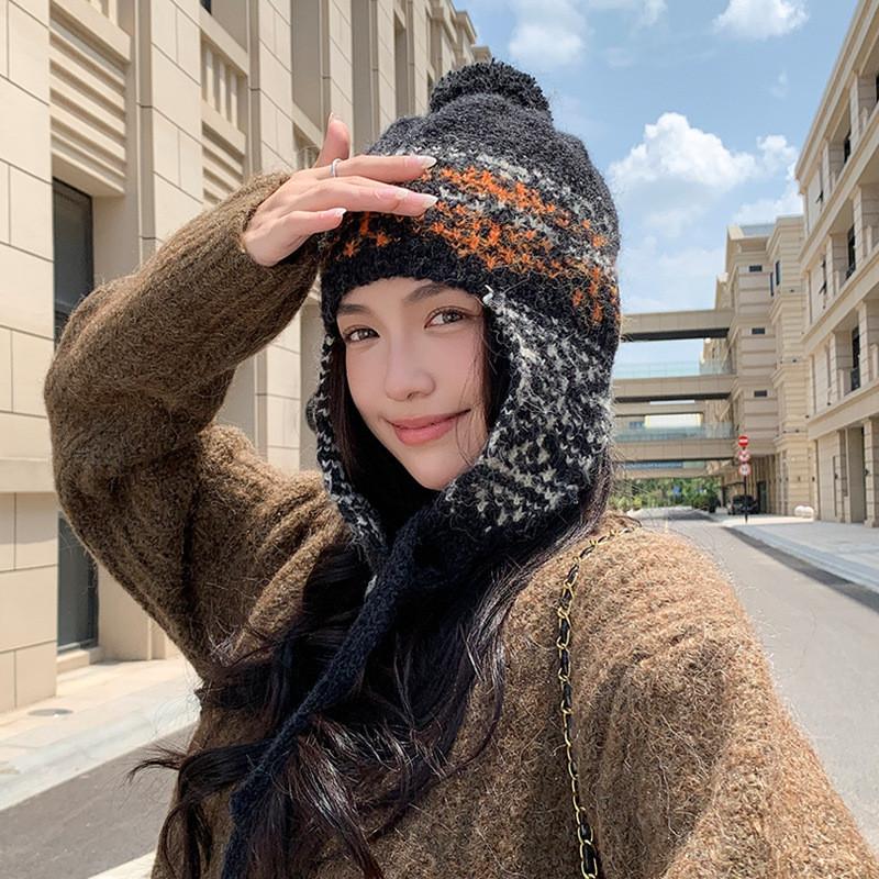 Winter Blend Knit Hat With Ear Cover For Women Stylish Casual And Warm Fashion Accessory