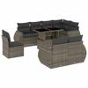 9 Piece Grey Garden Sofa Set with Cushions Poly Rattan