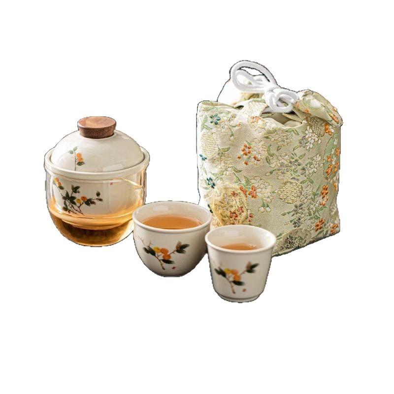 Plant Ash National Style Set Storage Portable Express Cup Glass Ceramic One Pot Two Cups Small Set With Gifts