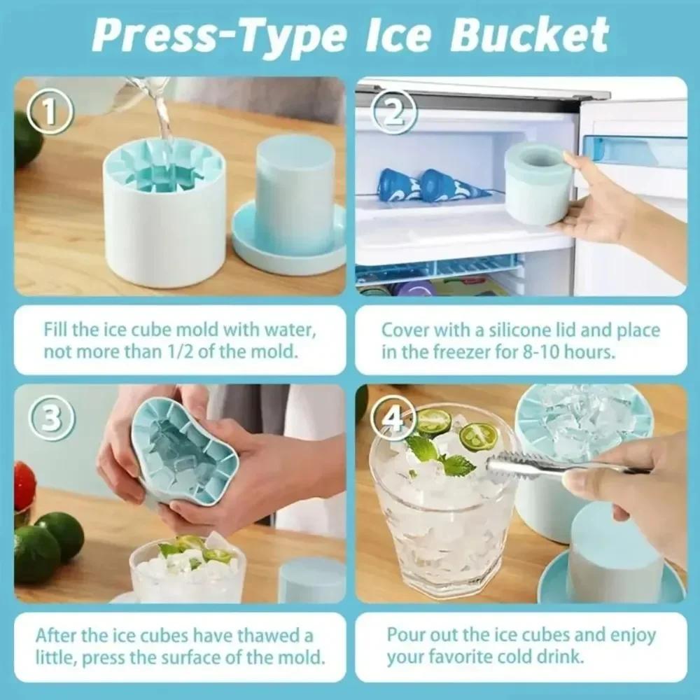 DIY Silicone Ice Cube Mold Round Ice Bucket Refrigerator Freeze Ice Maker Creative Ice Cube Mold Barware Tools Summer Homemade