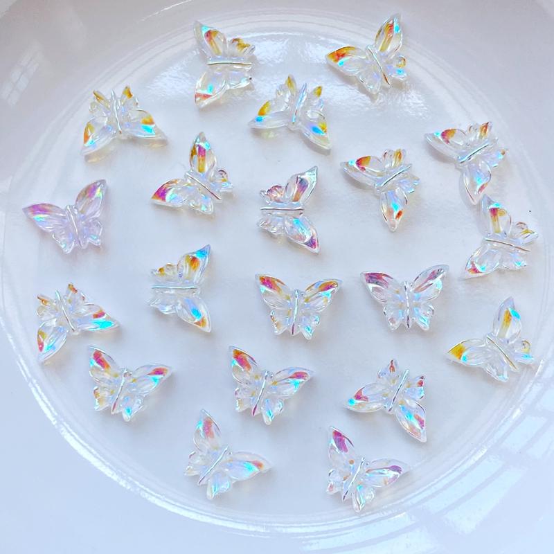 100Pcs New Cute 7*10mm Resin Mini Plated Butterfly Flat Back Cabochon Scrapbook Kawaii DIY Embellishments Accessories