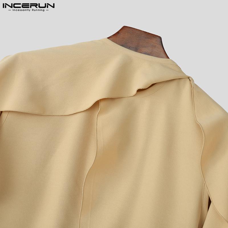 INCERUN Vyriški vasariniai sluoksniuoti nereguliariais skeltais galais kasdieniai tunikos viršūnės marškinėliai