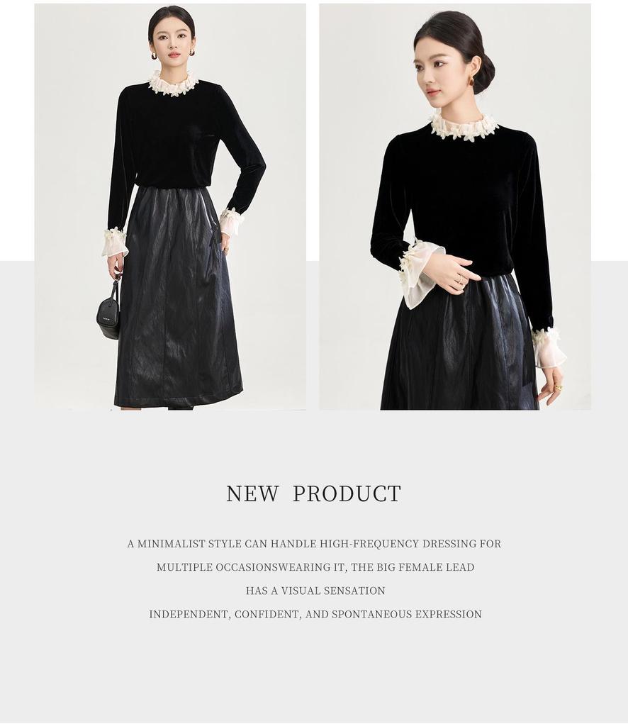 Französische Romantik Chic Spitze Kragen Stoffhemd - Herbst/Winter Stil