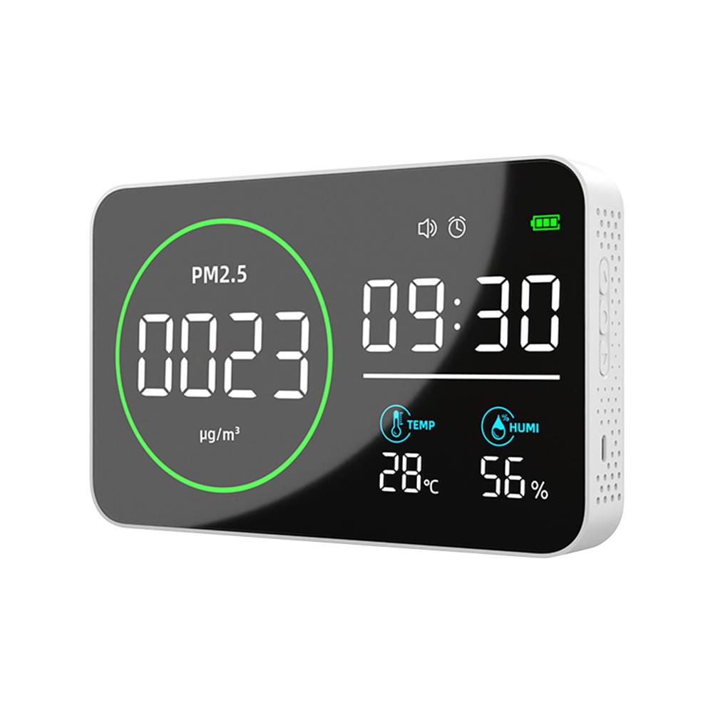 

Монитор PM2.5 Температуры Влажности WiFi 4 в 1 Цифровой Детектор Качества Воздуха Большой Светодиодный Экран Перезаряжаемый Type-C Будильник