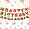 Summer Watermelon Banner and Cake Topper Set: Fruit-Themed Children's Birthday Party Decorations