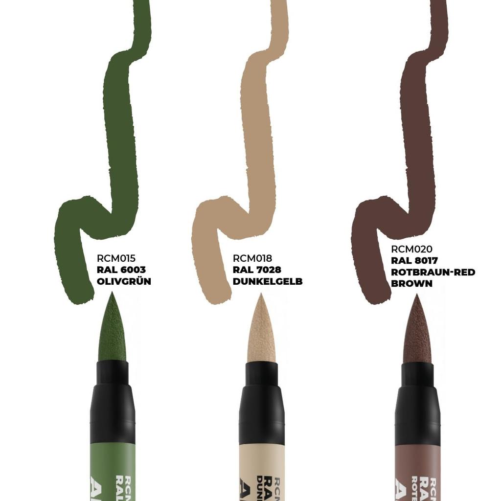 AK Interactive AK Real Color Marker German Tank Camouflage Late WW2 Set Markers for Models RCM108 3-Color Water-Based