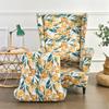 Wing Chair Slipcover Stretch Spandex Armchair Cover Relax Sofa Covers With Seat Cushion Covers Footstool Cover Floral Printed