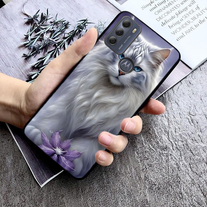 

Белый чехол для телефона Cat для Moto G84 G22 G32 G42 G52 G62 G53 G72 G60 G60S G100 G10 G20 G30 G13 G50 G 5G G Pure Moto G60