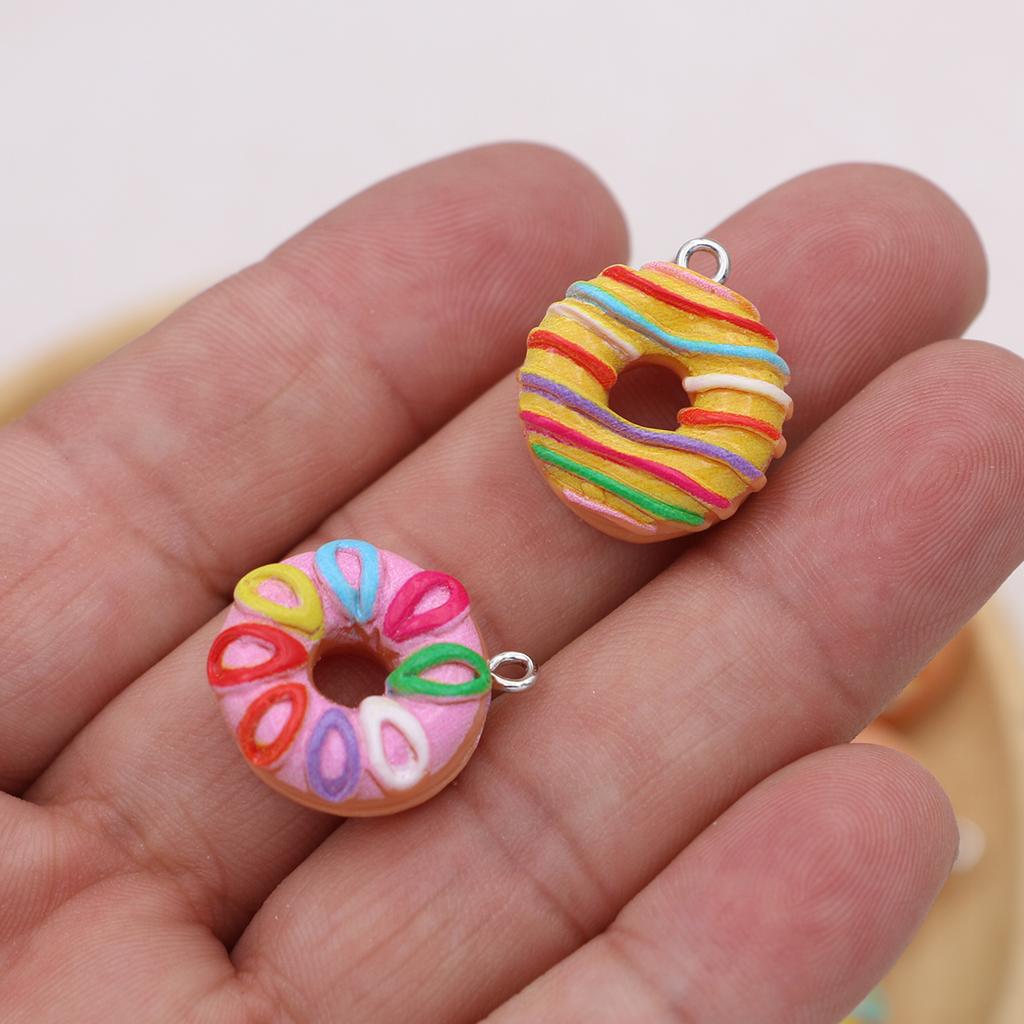10Pcs Random Assorted Donut Resin Charms For Diy Jewelry Earrings Keychains And Dollhouse Accessories