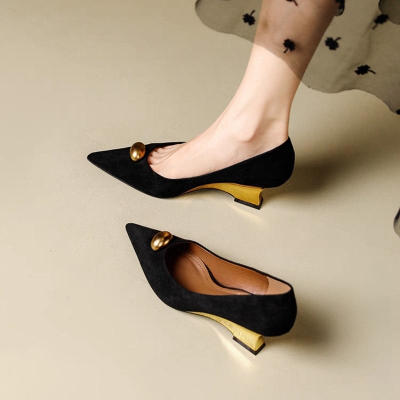 Mode Talon Compensé Bout Pointu Talons Hauts Chaussures Simples Mode Femme 2025 Nouveau Tempérament Bouche Peu Profonde