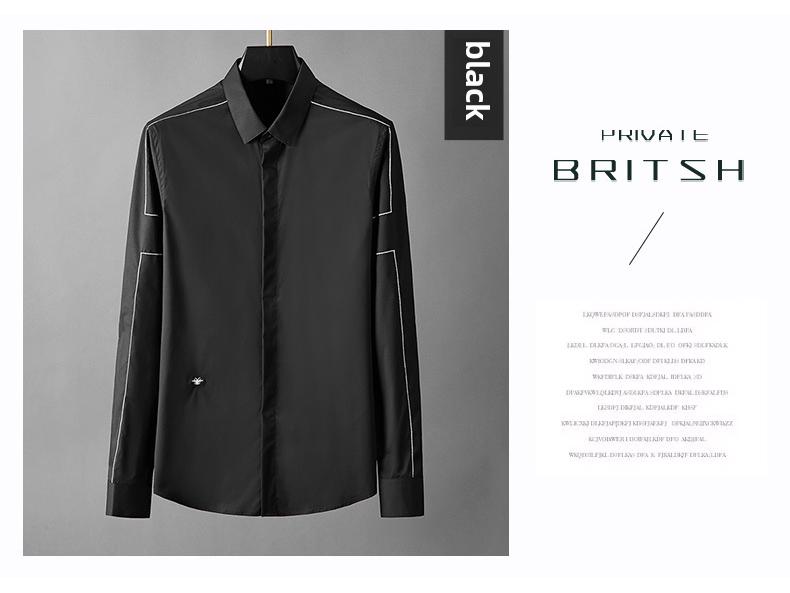 Pánská evropská lehká luxusní vyšívaná nežehlivá košile s dlouhým rukávem