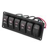 12V-24V 6 Gang Red LED Rocker Switch Panel with 3.1A Dual USB for Car RV Boat Yacht Marine