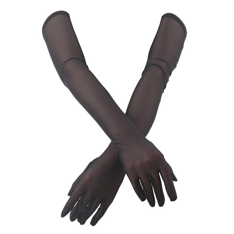 Сексуальные кружевные тонкие эластичные дышащие сетчатые длинные перчатки элегантные женские черные перчатки от солнца женские анти-УФ перчатки для вождения чёрный