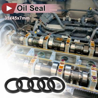 Rotary Shaft Seal Oil Seal Nitrile 70 Durometer Rubber 35x45x7mm Black 5 Pcs