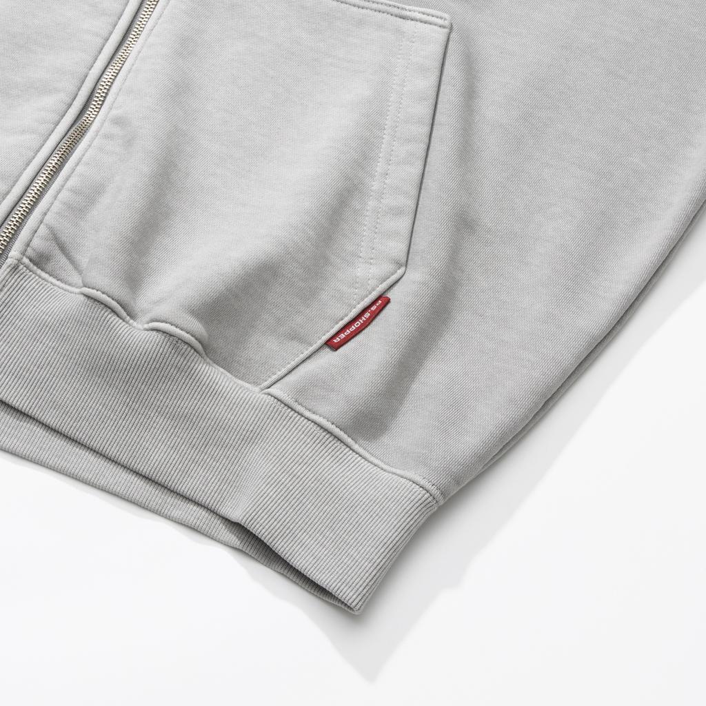 Psshopper Pigment Small Logo Zip-Up Hoodie [Light Gray]