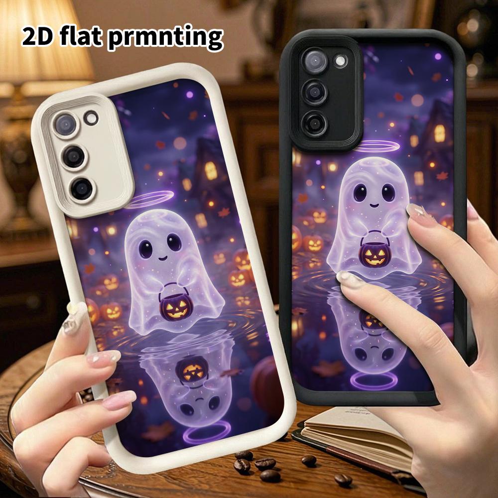Phone Case: 2D Flat Samsung Galaxy A34 A35 M05 M06 S20 S22 S21 FE Plus 5G Layered Protective Case, Little Angel Ghost, Christmas and Halloween Gift