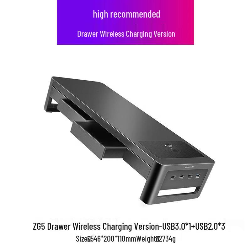 RGB Computer Monitor Riser Stand with USB Ports and Storage