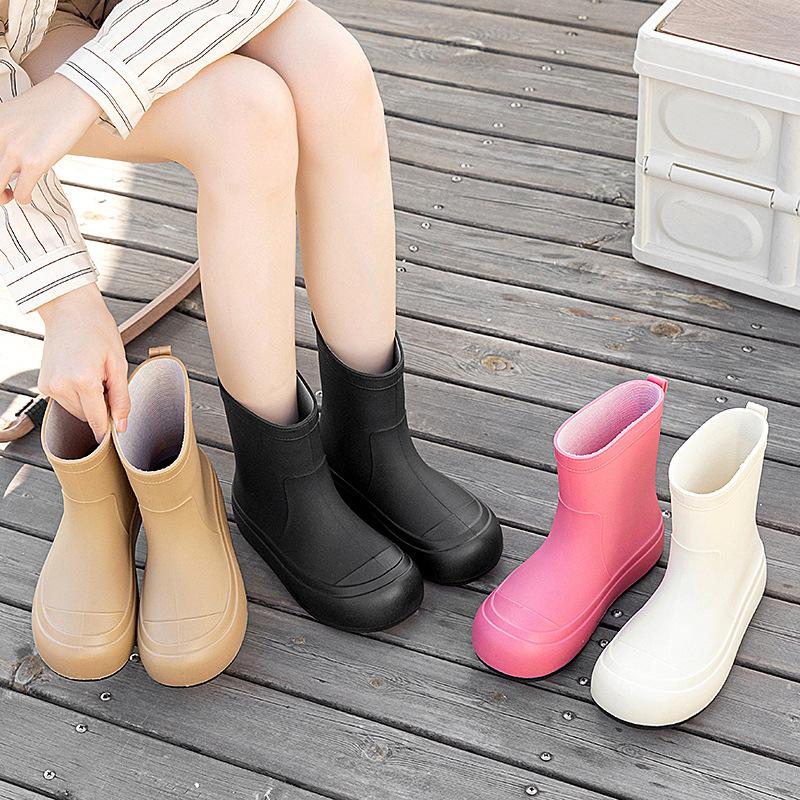 Fashion Women's Rain Shoes Wear Waterproof and Non-slip Cotton Warm Rain Boots Thick-soled Wear-resistant Rubber Shoes