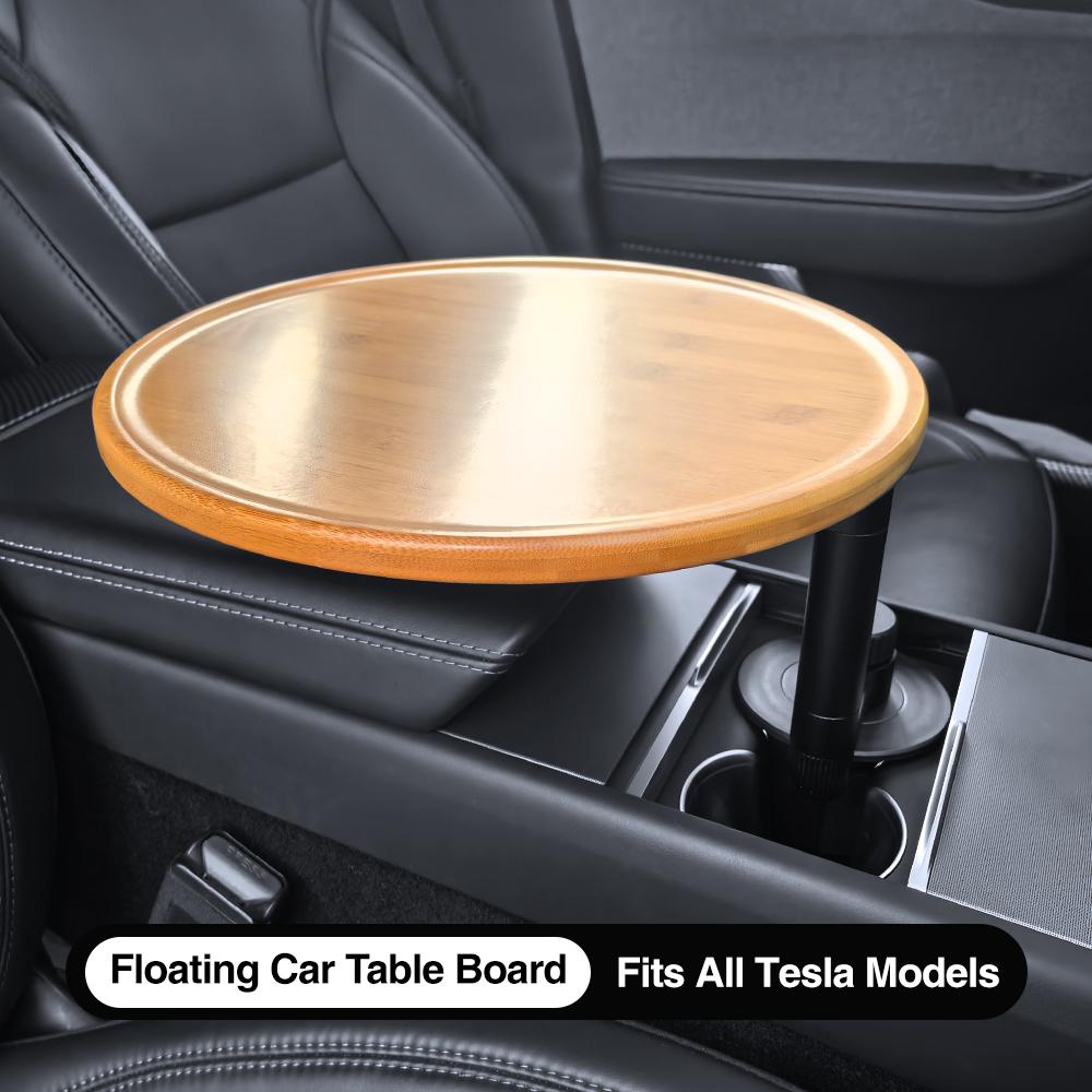 Car Laptop Desk Floating Car Table Board 360° Rotatable Cup Holder Desk For Tesla Model Food Drink Travel Office Tray Stable