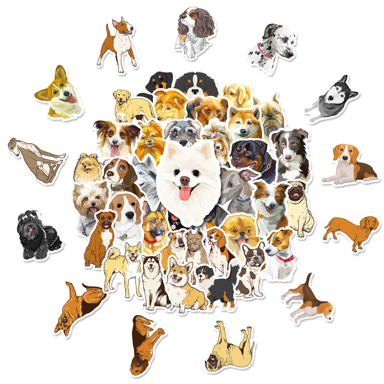 

50 Наклеек Граффити Мультяшный Хаски Серии Домашних Животных Черная Собака Автомобиль Чемодан Водонепроницаемая Чашка