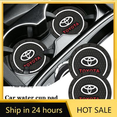Hub Caps 2Pcs Car Anti-Slip Silicone Coaster Auto Interior Water Cup Pads For Toyota Corolla Camry RAV4 Yaris C-HR Avensis Auris