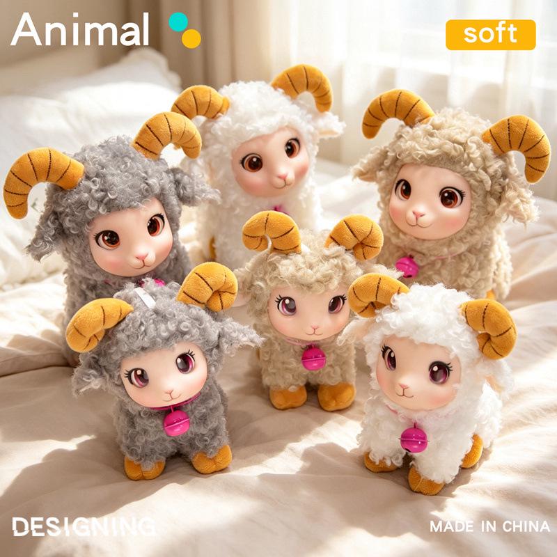 Adorable Silicone Little Sheep Plush Toy Pendant - Curly Wool Leather Face Bag Charm Doll