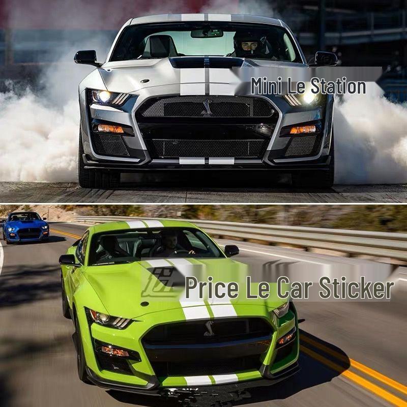 Ford Mustang GT Racing Stripes: Side Skirt and Hood Decals for Modified Cars