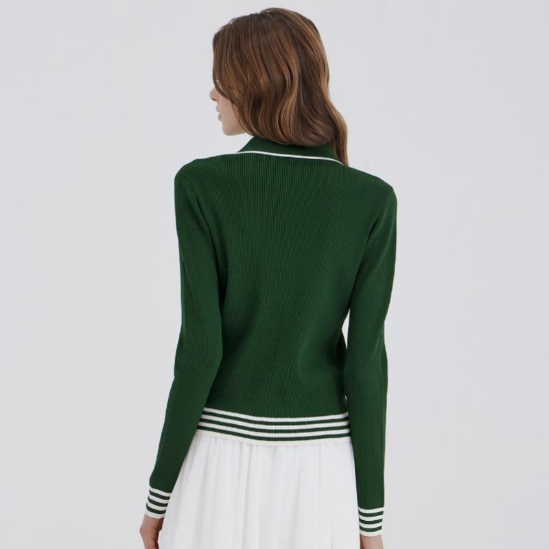 GOXO Knit Cardigan Classic Logo Green