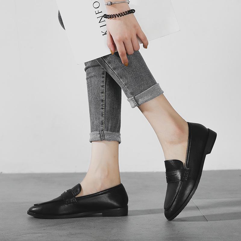 Spring New Small Leather Shoes Women's British Style Single Shoes Women's Retro College Style Large Size Women's Shoes Flat Shoes