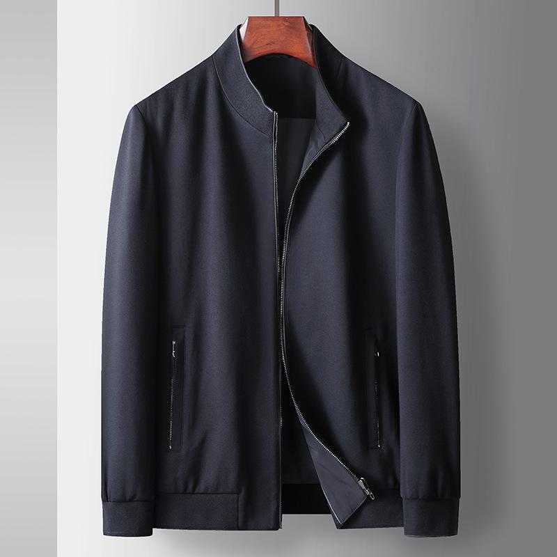 

Осенне-зимний трикотажный топ с воротником-стойкой в рубчик для среднего и молодого возраста, легкая роскошная деловая однотонная повседневная куртка 195 синий