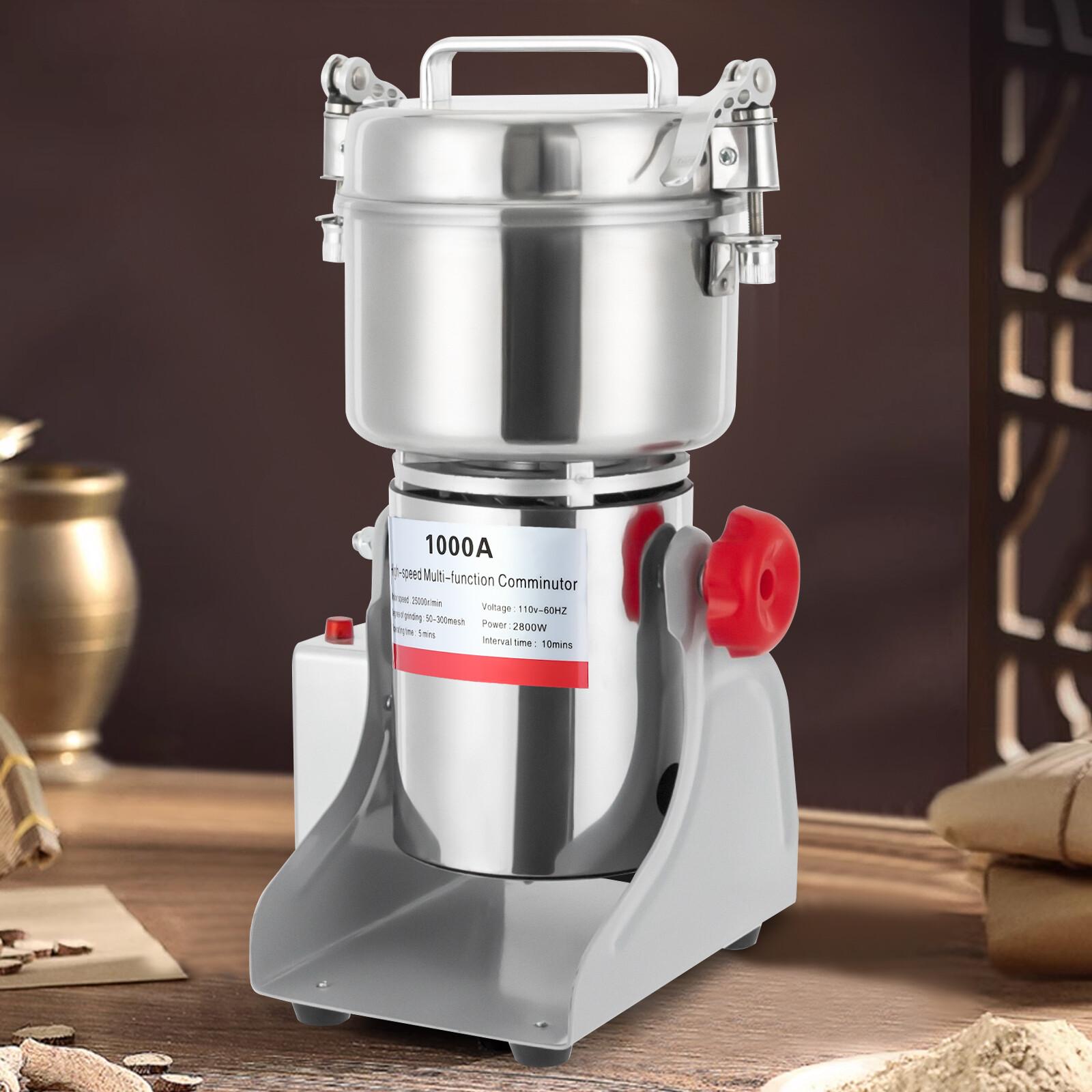 Electric Grain Mill 3600W 2.2lbs Stainless Steel Swing Type Herb Spice Grinder 110V Timer Fine Powder 50-300 Mesh