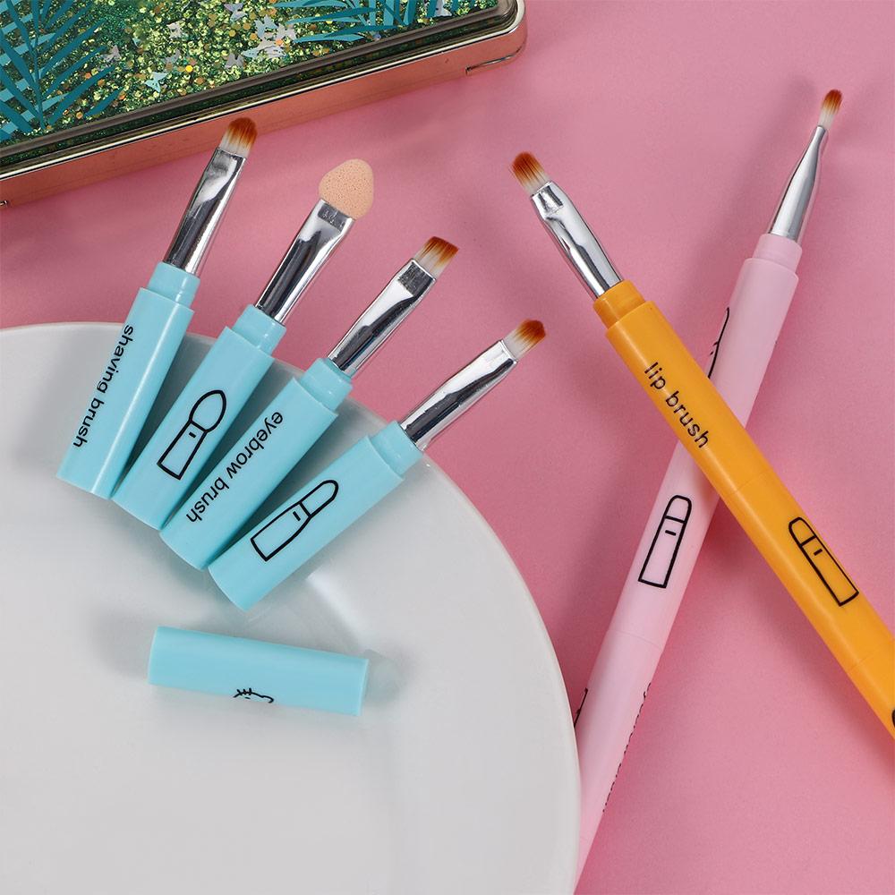 

Retractable Cosmetic Tools Travel Makeup Brush Lip Brush Eye Shadow Brush Eyeliner Brush рожевий