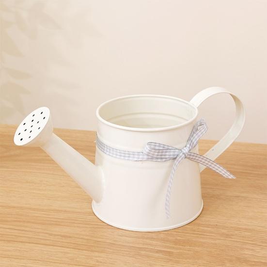 1L Mini-Gießkanne mit Schleifenverzierung Vintage Ergonomischer Griff Robuster Metall-Innen-Außen-Gartenpflanzen Blumen-Gießkanne