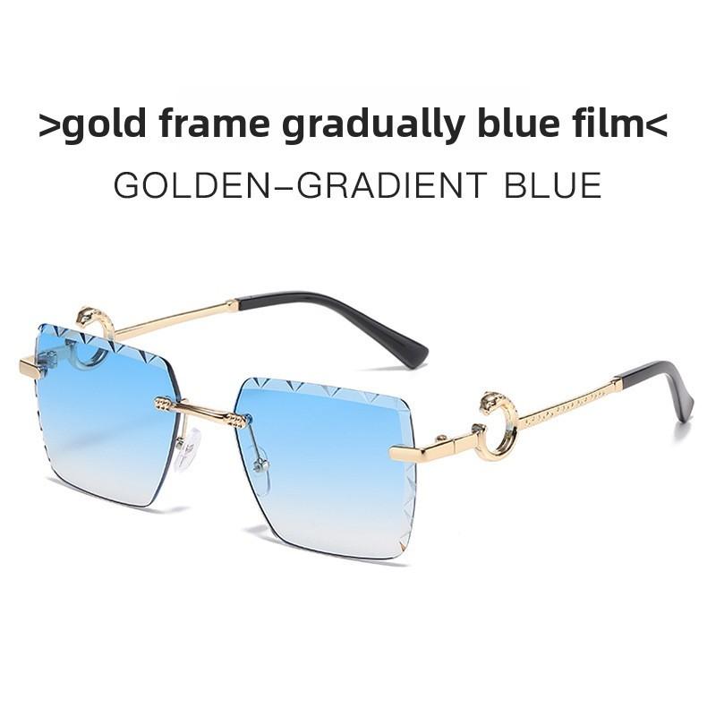 New Noframe Leopard Pattern Square Sunglasses With Pc Lenses For Outdoor Use