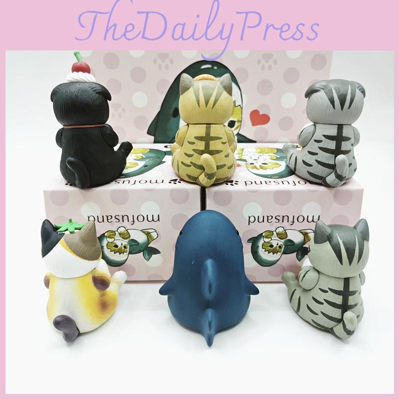 Shark Cat Cute Pvc Toy Figures 6 Pcs Mini Collectibles For Room Decor Gifts