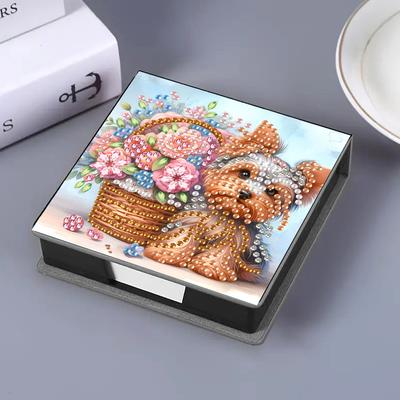 PU-Blumen Diamantmalerei Notizkartenbox Edelstein-Kunst Haftnotizhalter Edelsteinmalerei Notizblockhalter Mosaik-Set für Zuhause Büro