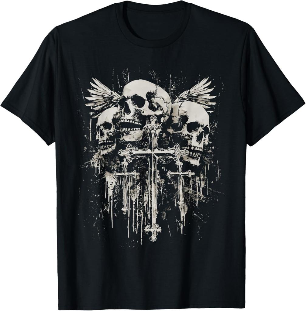 Skull Cross Y2K Goth Alt Grunge Gothic Emo Aesthetic T-Shirt Mens Womens Tees Top Unisex T-Shirt Mens Womens Tees Top