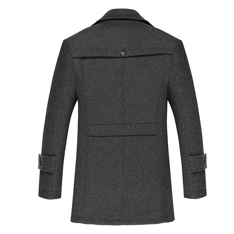 Men's Mid-Length Wool Coat with Scarf Collar and Thick Cotton Lining