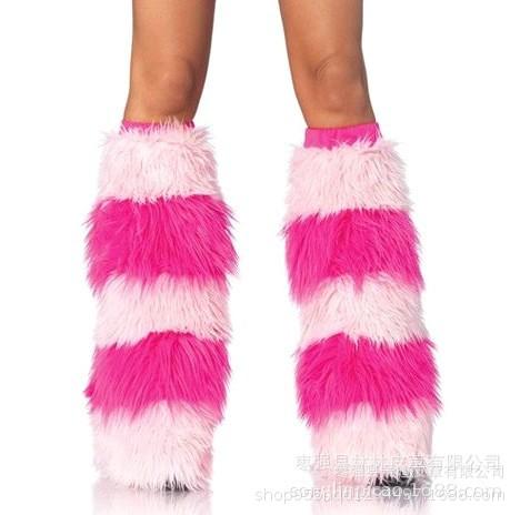 Subculture White Fluffy Socks Cover Women's Q Show Leg Ring Medium Tube Calf Socks Star Element Plush Leg Cover K