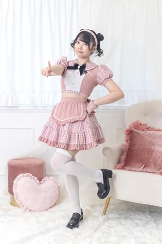 Clearstone Lyrical Palette Cosplay Halloween Idol Tweed Dienstmädchenkleid, Damen, Rosa