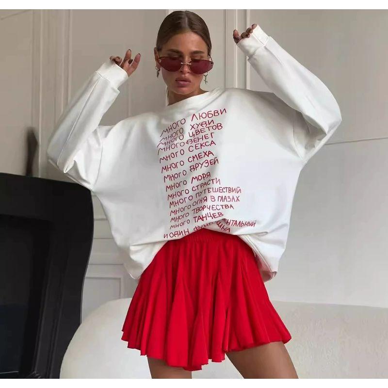 Fashion Fashion Letters Printed Crew Neck Sweatshirt Loose Casual Top Loose Letter Printed Top