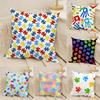 Creative Puzzle Texture Pillow Case Natural Linen DoubleSided Printing Sofa Home Decor Cushion Cover