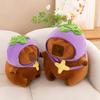 Eggplant Hat Capybara Plush Toy Stuffed Doll Cartoon Home Decoration Kids Gift