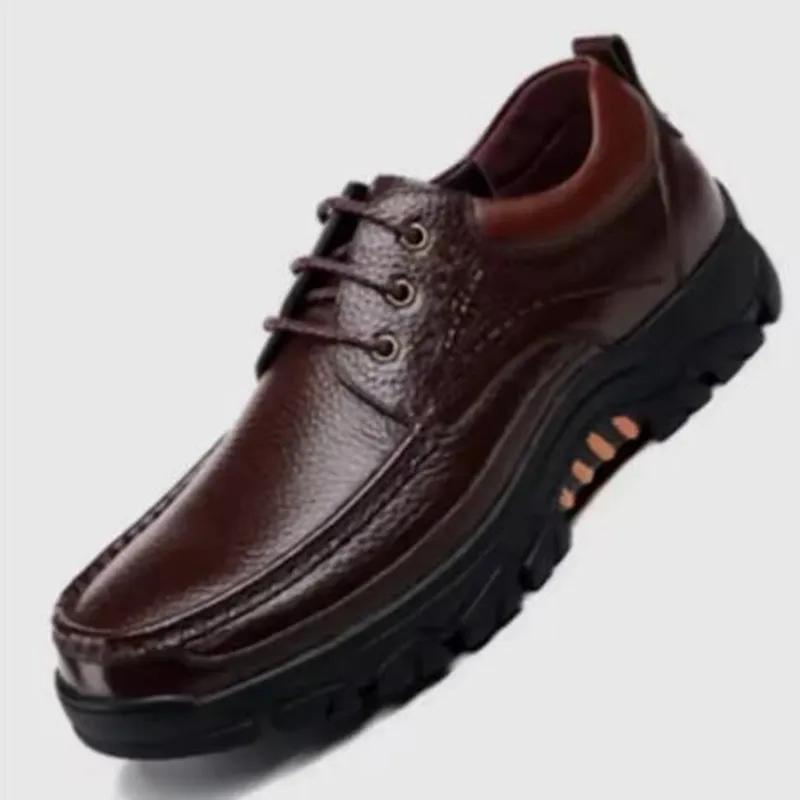 Nouvelles Chaussures Faits Main en Cuir Véritable 48 Hommes Mocassins Cuir Souple Hommes Semelle Épaisse Chaussure Décontractée Chaussures Homme Noir Marron à Enfiler