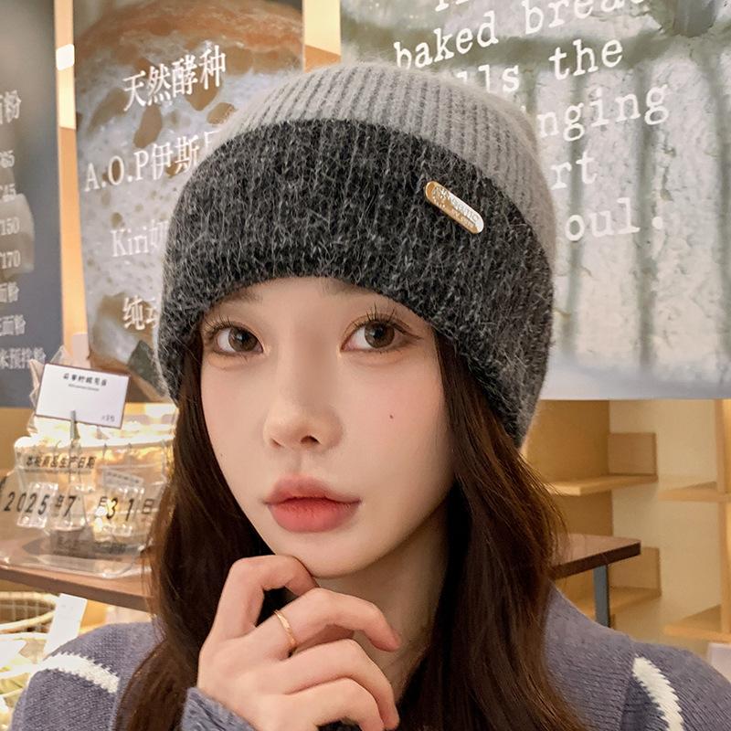Wool Hat Women's Autumn and Winter Big Head Circumference Thickened Warm Ear Protection Hat Knitted New