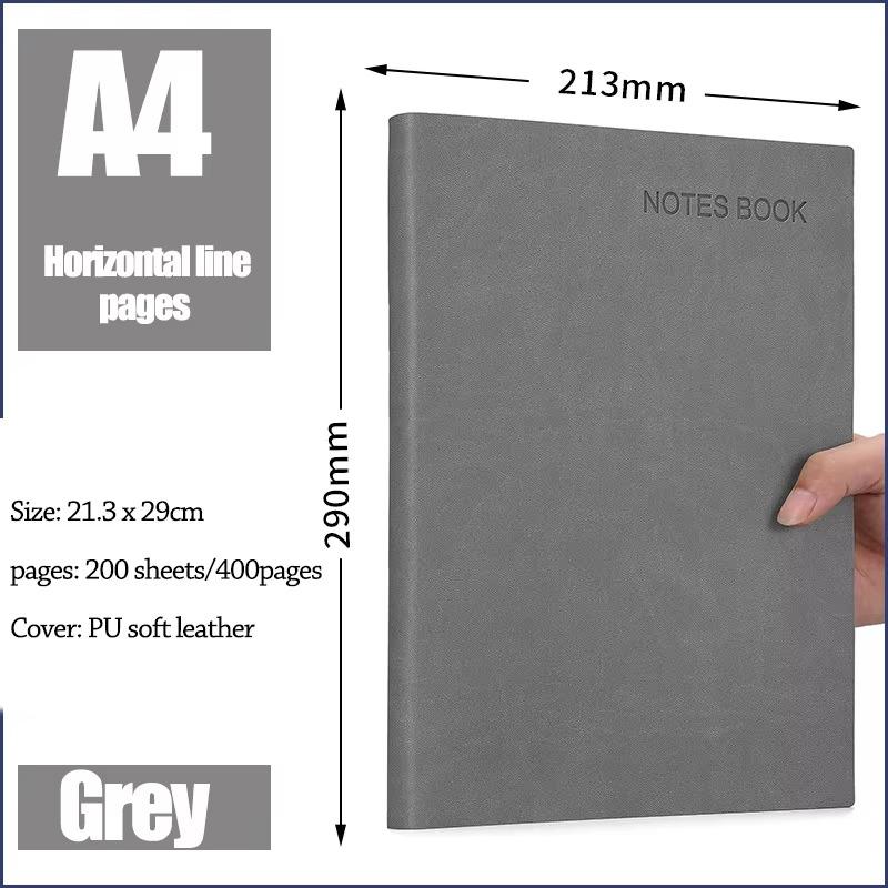 640/400/240/160 sider Ultratykk linjert studentdagbok Notatbok Kontorrekvisita A4/A5/A6 PU-skinn Arbeidsnotatblokk for forretninger