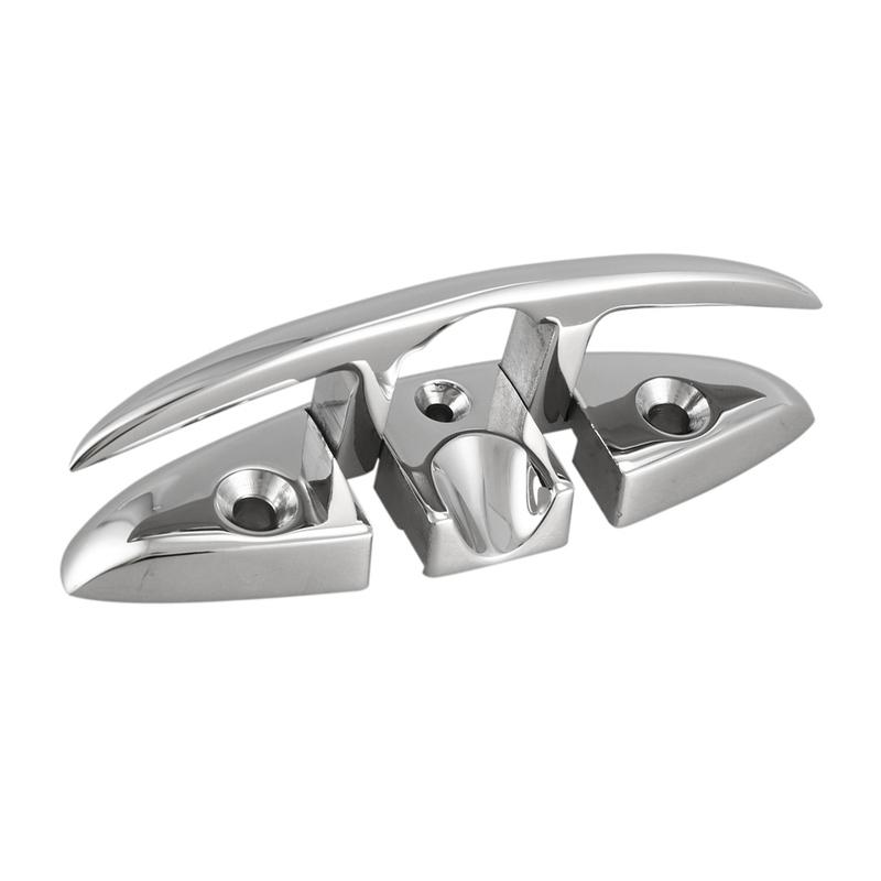 5" Mooring Cleat Folding Boat Accessories Marine 316 Stainless Steel Marine Boat Yacht Bollard Boat Ship Mooring Dock Neat Cleat