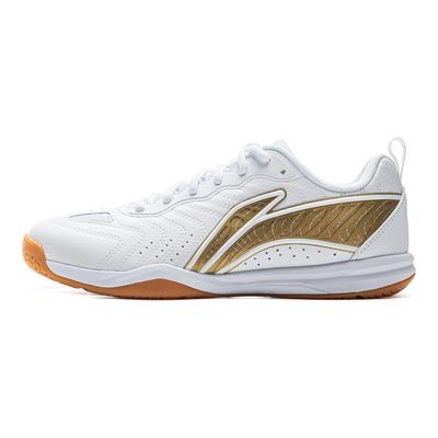 Li Ning Dämpning Halkskydd Slitstarka Träningsscenario Låga Bordtennis skor Unisex Vit Guld APPV003-4
